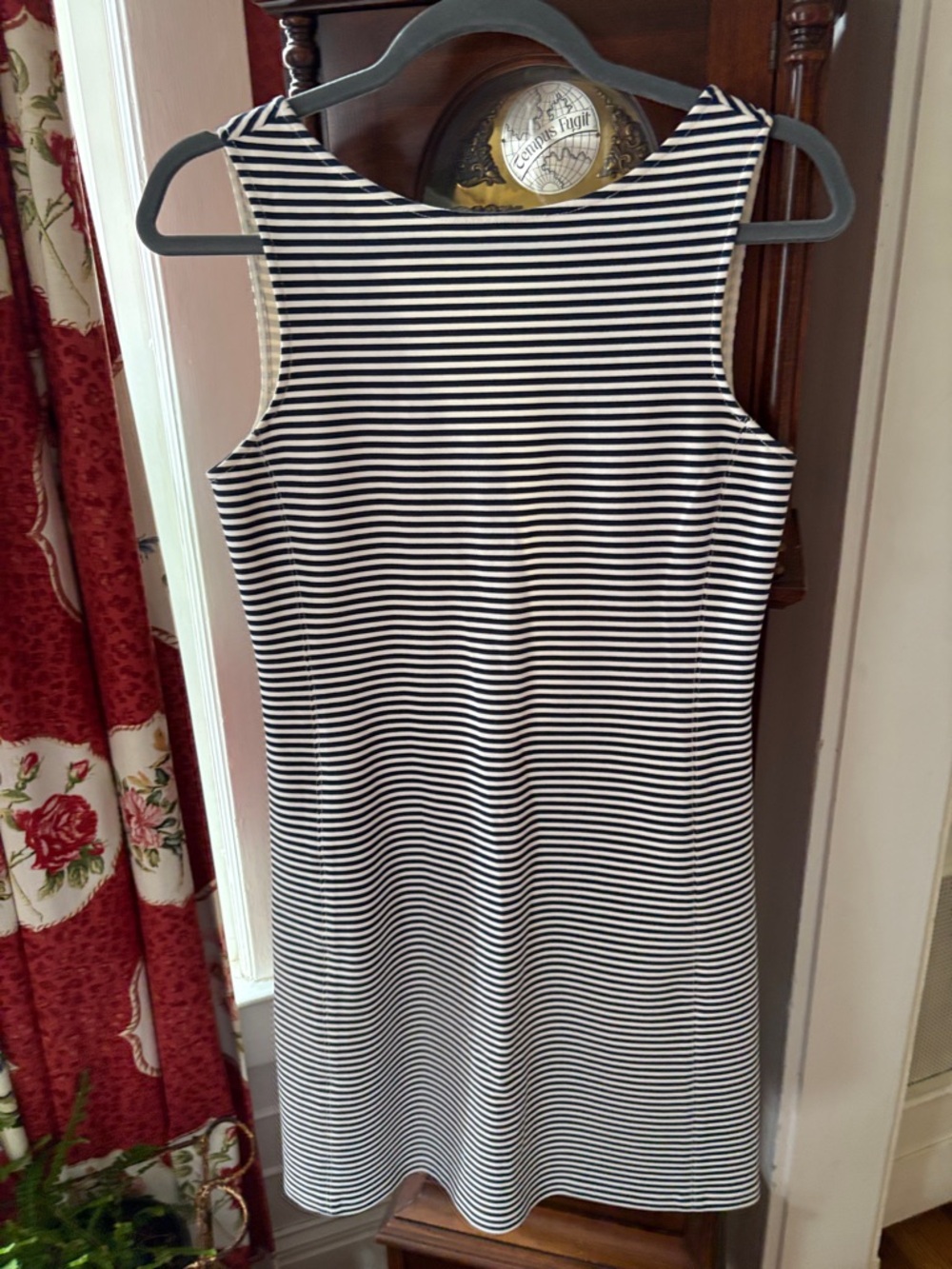 Theory Black & White Striped Sleeveless Shift Dress